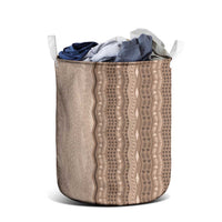 Vintage Beige Hawaiian Traditional Kapa Mix Flowers Lei Laundry Basket LT7 - Polynesian Pride