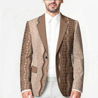 Vintage Beige Hawaiian Traditional Kapa Mix Flowers Lei Blazer