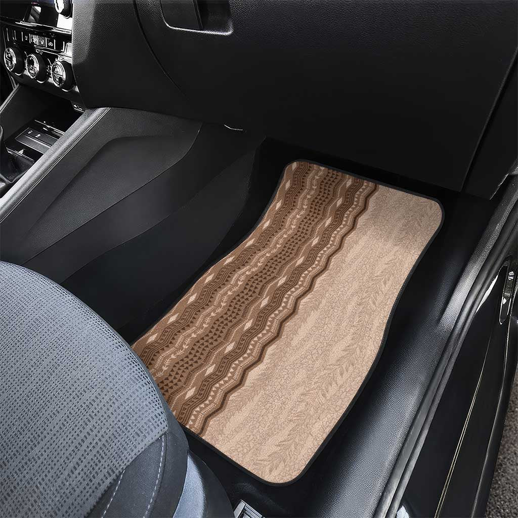 Vintage Beige Hawaiian Traditional Kapa Mix Flowers Lei Car Mats