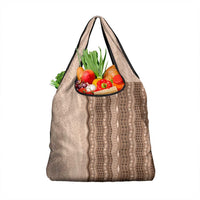 Vintage Beige Hawaiian Traditional Kapa Mix Flowers Lei Grocery Bag