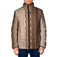 Vintage Beige Hawaiian Traditional Kapa Mix Flowers Lei Padded Jacket LT7 Men Beige - Polynesian Pride