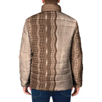 Vintage Beige Hawaiian Traditional Kapa Mix Flowers Lei Padded Jacket LT7 - Polynesian Pride