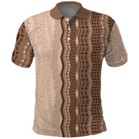 Vintage Beige Hawaiian Traditional Kapa Mix Flowers Lei Polo Shirt LT7 Beige - Polynesian Pride