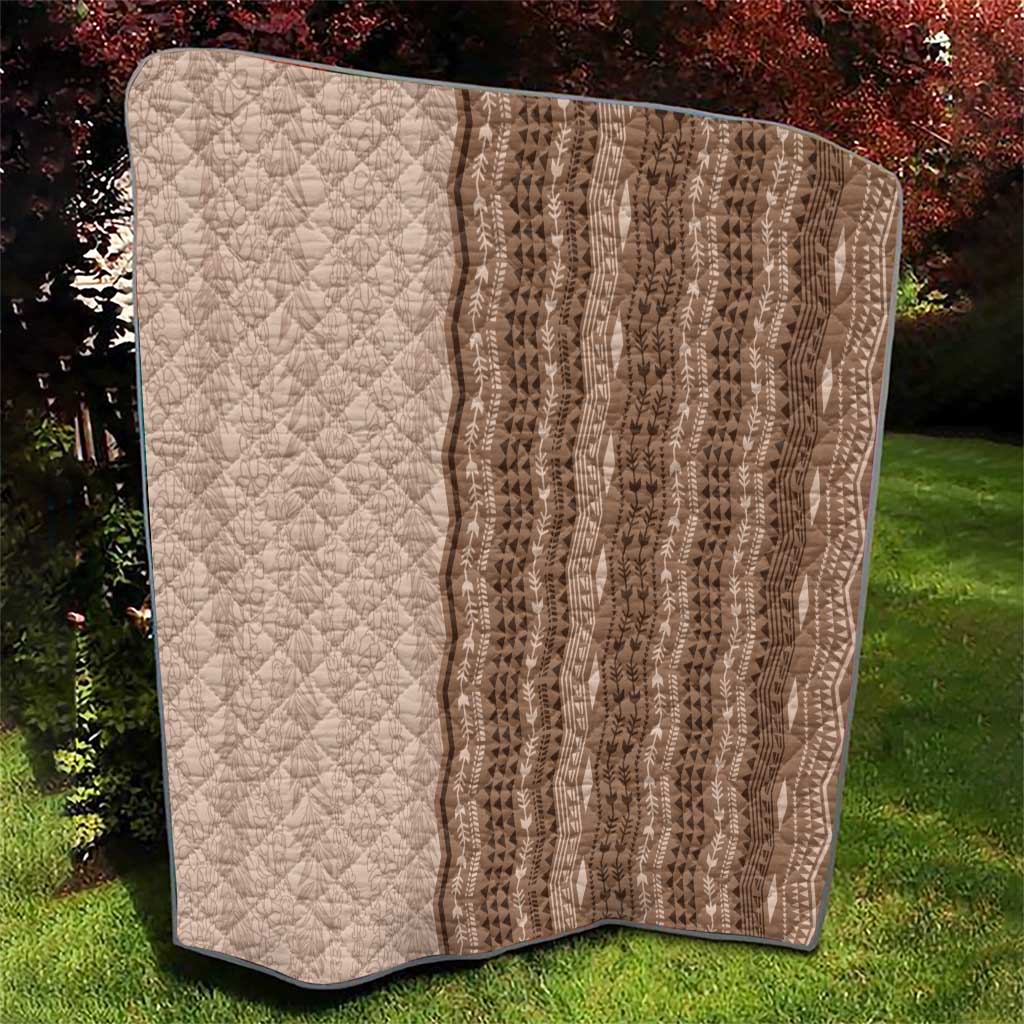 Vintage Beige Hawaiian Traditional Kapa Mix Flowers Lei Quilt LT7 - Polynesian Pride