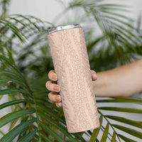 Vintage Beige Hawaiian Traditional Kapa Mix Flowers Lei Skinny Tumbler