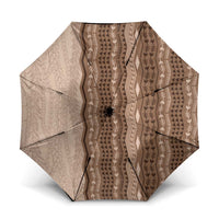 Vintage Beige Hawaiian Traditional Kapa Mix Flowers Lei Umbrella LT7 One Size Folded 11.42 inch Opened Diameter 37.4 inch Beige - Polynesian Pride