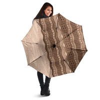 Vintage Beige Hawaiian Traditional Kapa Mix Flowers Lei Umbrella LT7 - Polynesian Pride