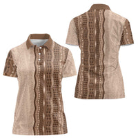 Vintage Beige Hawaiian Traditional Kapa Mix Flowers Lei Women Polo Shirt