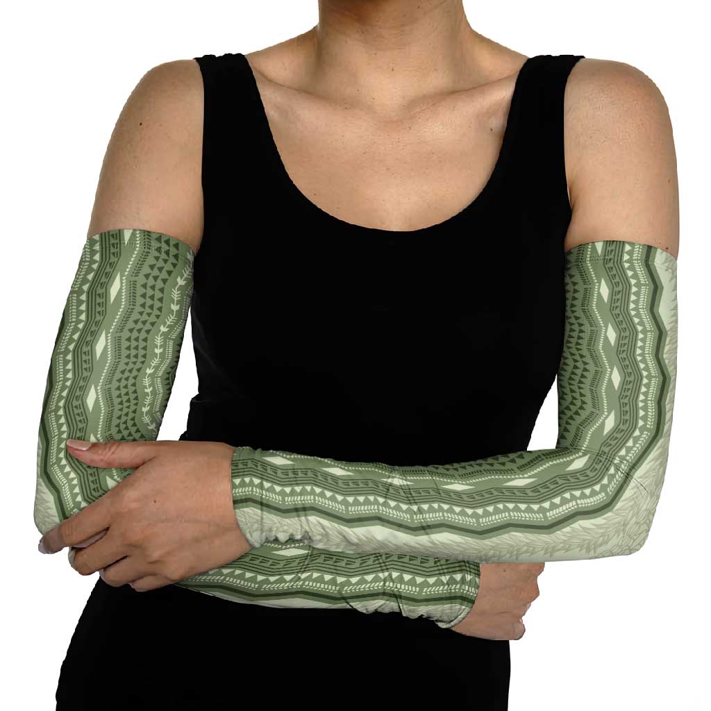 Vintage Sage Green Hawaiian Traditional Kapa Mix Flowers Lei Arm Sleeves
