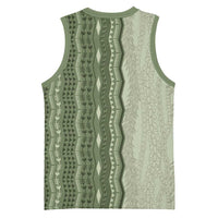 Vintage Sage Green Hawaiian Traditional Kapa Mix Flowers Lei Basketball Jersey