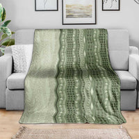 Vintage Sage Green Hawaiian Traditional Kapa Mix Flowers Lei Blanket LT7 - Polynesian Pride