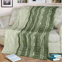 Vintage Sage Green Hawaiian Traditional Kapa Mix Flowers Lei Blanket LT7 - Polynesian Pride