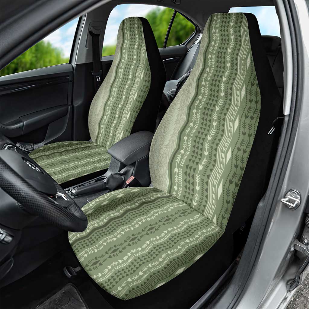 Vintage Sage Green Hawaiian Traditional Kapa Mix Flowers Lei Car Seat Cover