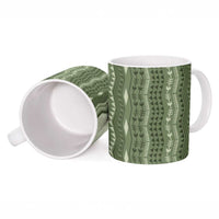 Vintage Sage Green Hawaiian Traditional Kapa Mix Flowers Lei Ceramic Mug LT7 - Polynesian Pride