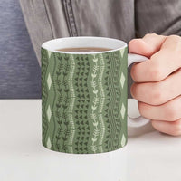 Vintage Sage Green Hawaiian Traditional Kapa Mix Flowers Lei Ceramic Mug LT7 - Polynesian Pride