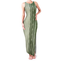 Vintage Sage Green Hawaiian Traditional Kapa Mix Flowers Lei Family Matching Tank Maxi Dress and Hawaiian Shirt