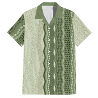 Vintage Sage Green Hawaiian Traditional Kapa Mix Flowers Lei Hawaiian Shirt LT7 Sage Green - Polynesian Pride