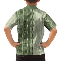 Vintage Sage Green Hawaiian Traditional Kapa Mix Flowers Lei Hawaiian Shirt LT7 - Polynesian Pride