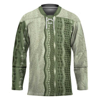 Vintage Sage Green Hawaiian Traditional Kapa Mix Flowers Lei Hockey Jersey LT7 Unisex Sage Green - Polynesian Pride