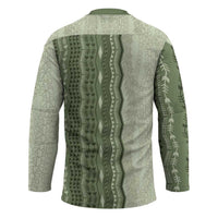 Vintage Sage Green Hawaiian Traditional Kapa Mix Flowers Lei Hockey Jersey LT7 - Polynesian Pride