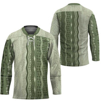 Vintage Sage Green Hawaiian Traditional Kapa Mix Flowers Lei Hockey Jersey LT7 - Polynesian Pride