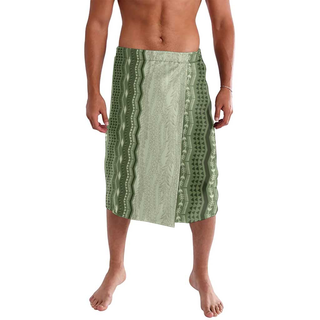Vintage Sage Green Hawaiian Traditional Kapa Mix Flowers Lei Lavalava