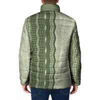 Vintage Sage Green Hawaiian Traditional Kapa Mix Flowers Lei Padded Jacket