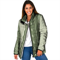 Vintage Sage Green Hawaiian Traditional Kapa Mix Flowers Lei Padded Jacket