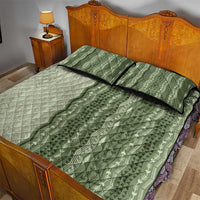 Vintage Sage Green Hawaiian Traditional Kapa Mix Flowers Lei Quilt Bed Set