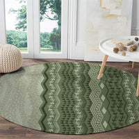 Vintage Sage Green Hawaiian Traditional Kapa Mix Flowers Lei Round Carpet