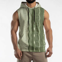Vintage Sage Green Hawaiian Traditional Kapa Mix Flowers Lei Sleeveless Hoodie