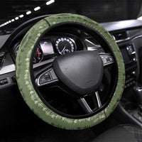 Vintage Sage Green Hawaiian Traditional Kapa Mix Flowers Lei Steering Wheel Cover LT7 Universal Fit Sage Green - Polynesian Pride