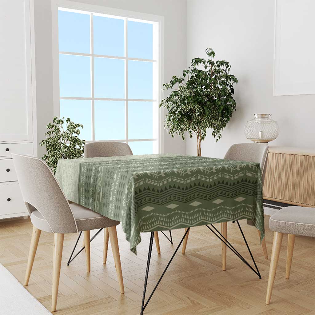 Vintage Sage Green Hawaiian Traditional Kapa Mix Flowers Lei Tablecloth