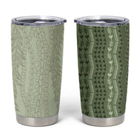 Vintage Sage Green Hawaiian Traditional Kapa Mix Flowers Lei Tumbler Cup LT7 Sage Green - Polynesian Pride