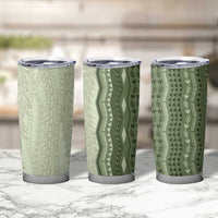 Vintage Sage Green Hawaiian Traditional Kapa Mix Flowers Lei Tumbler Cup LT7 - Polynesian Pride