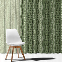 Vintage Sage Green Hawaiian Traditional Kapa Mix Flowers Lei Window Curtain