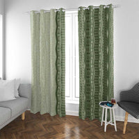 Vintage Sage Green Hawaiian Traditional Kapa Mix Flowers Lei Window Curtain