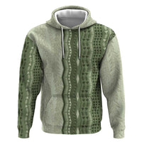 Vintage Sage Green Hawaiian Traditional Kapa Mix Flowers Lei Zip Hoodie LT7 Pullover Hoodie Sage Green - Polynesian Pride
