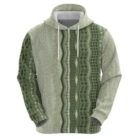Vintage Sage Green Hawaiian Traditional Kapa Mix Flowers Lei Zip Hoodie LT7 - Polynesian Pride