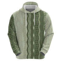 Vintage Sage Green Hawaiian Traditional Kapa Mix Flowers Lei Zip Hoodie LT7 - Polynesian Pride