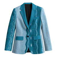 Vintage Cobalt Blue Hawaiian Traditional Kapa Mix Flowers Lei Blazer LT7 Unisex Cobalt Blue - Polynesian Pride