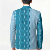 Vintage Cobalt Blue Hawaiian Traditional Kapa Mix Flowers Lei Blazer LT7 - Polynesian Pride