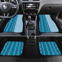 Vintage Cobalt Blue Hawaiian Traditional Kapa Mix Flowers Lei Car Mats