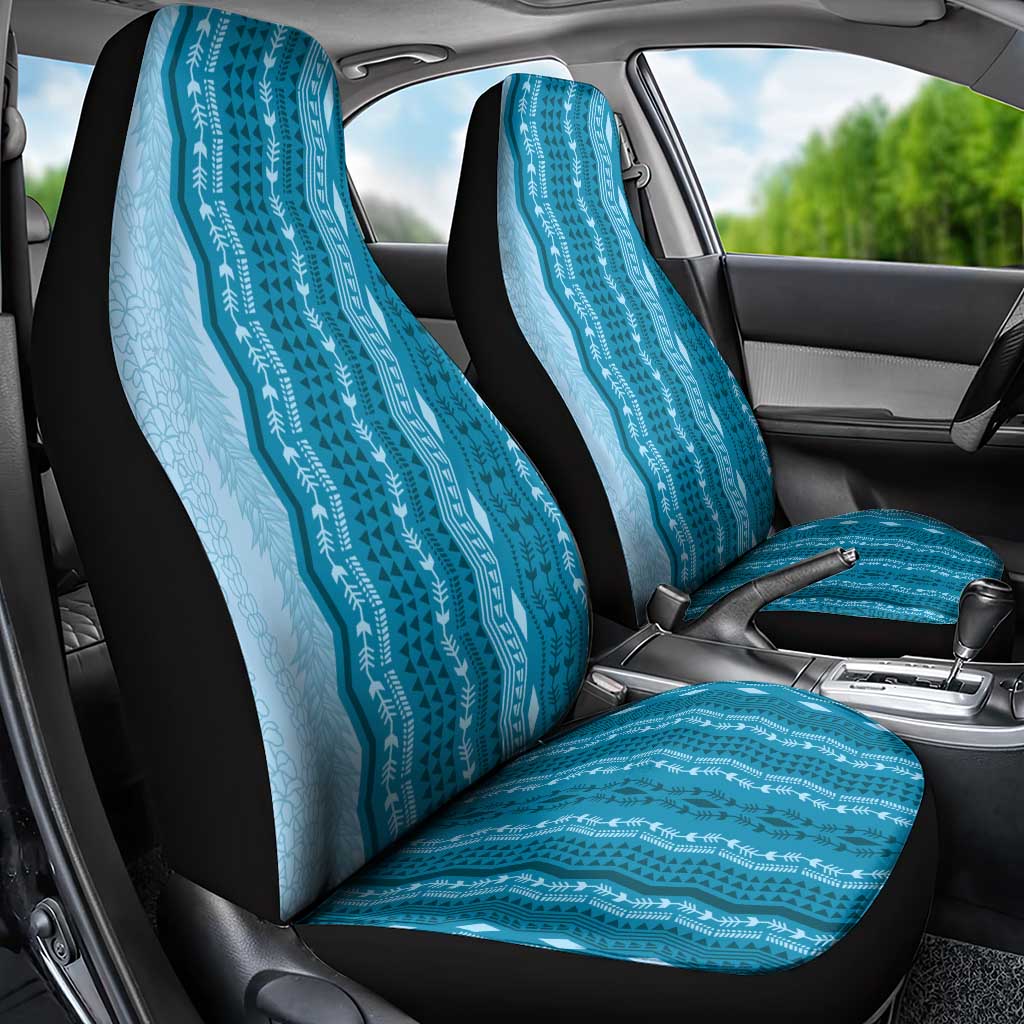 Vintage Cobalt Blue Hawaiian Traditional Kapa Mix Flowers Lei Car Seat Cover LT7 - Polynesian Pride