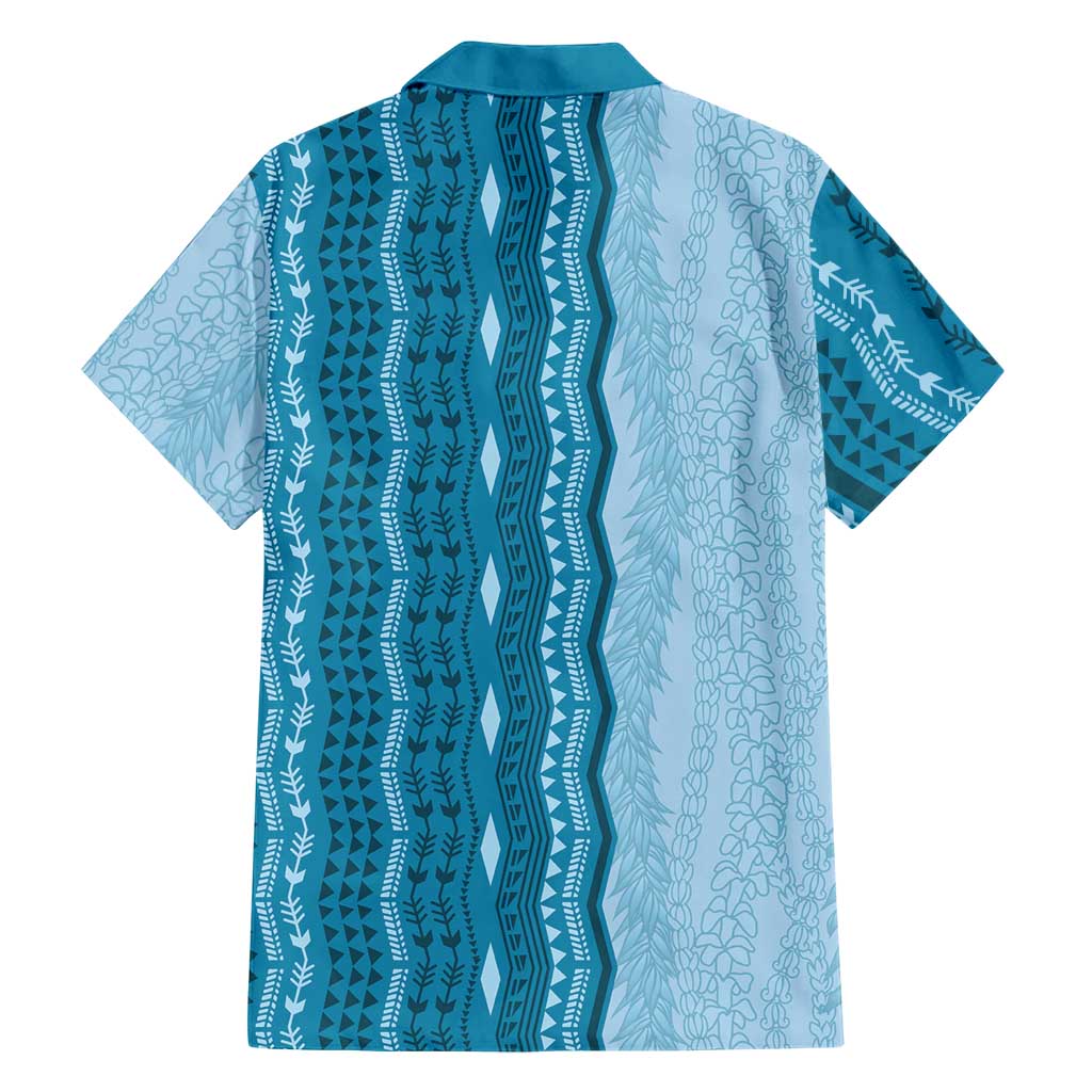 Vintage Cobalt Blue Hawaiian Traditional Kapa Mix Flowers Lei Hawaiian Shirt LT7 - Polynesian Pride