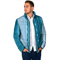 Vintage Cobalt Blue Hawaiian Traditional Kapa Mix Flowers Lei Padded Jacket