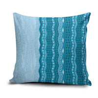 Vintage Cobalt Blue Hawaiian Traditional Kapa Mix Flowers Lei Pillow Cover