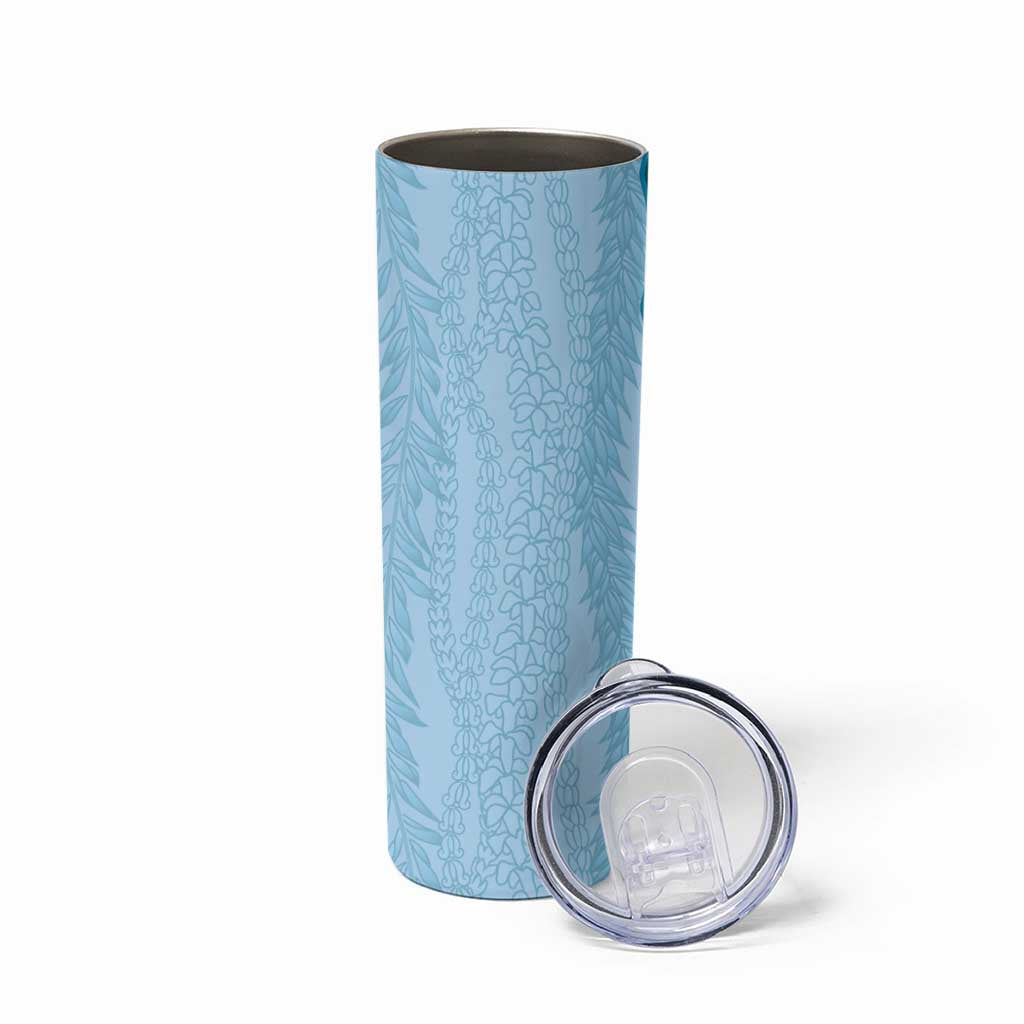 Vintage Cobalt Blue Hawaiian Traditional Kapa Mix Flowers Lei Skinny Tumbler