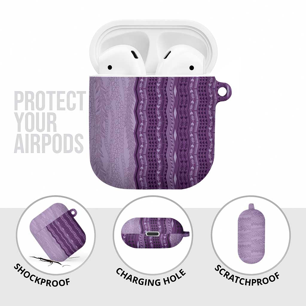 Vintage Violet Hawaiian Traditional Kapa Mix Flowers Lei AirPods Case