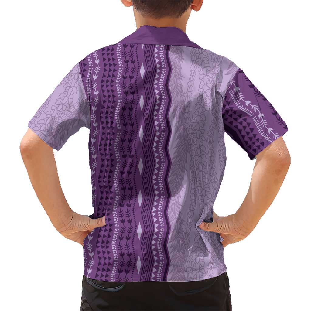 Vintage Violet Hawaiian Traditional Kapa Mix Flowers Lei Family Matching Mermaid Dress and Hawaiian Shirt